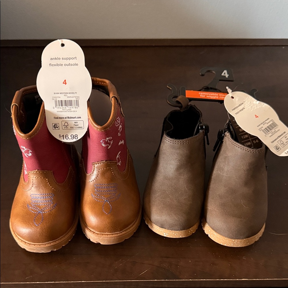 Wonder Nation Brown and Pink Kids Boots Set